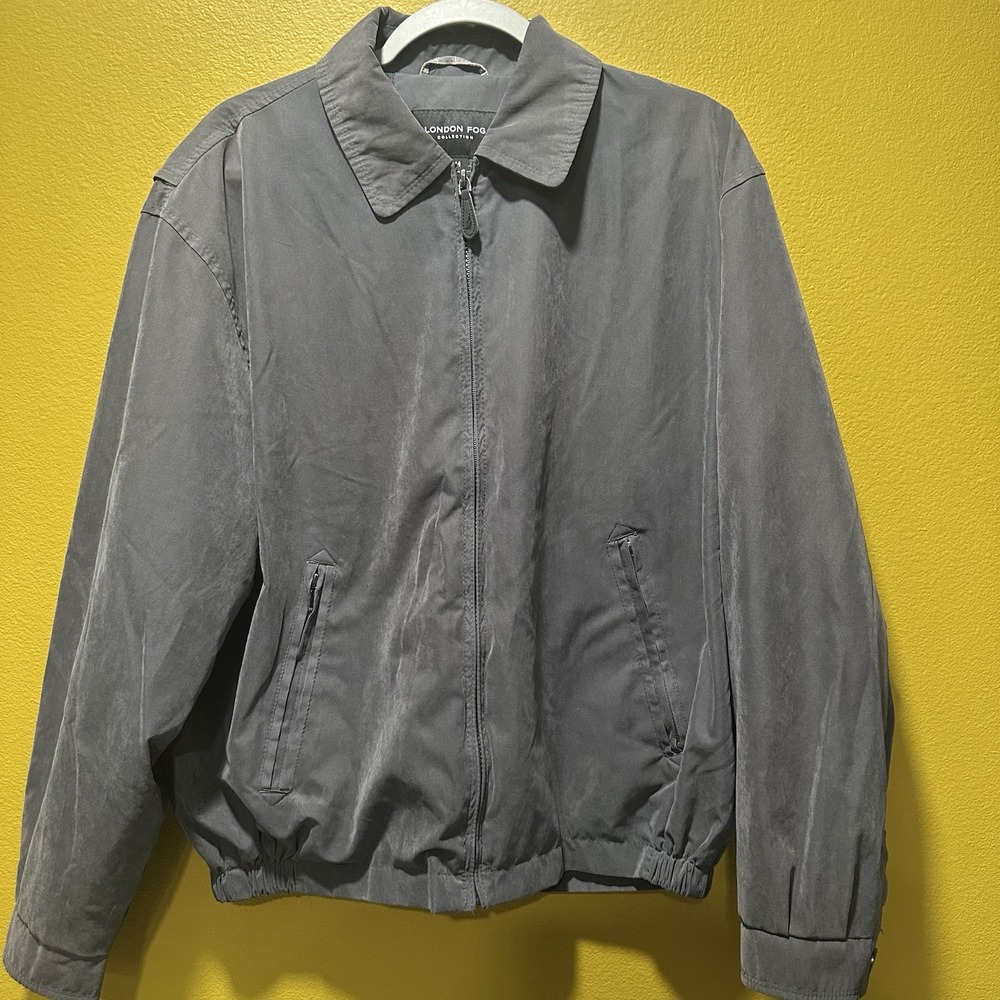 London Fog Navy Full Zip Bomber Windbreaker Jacket Size Medium